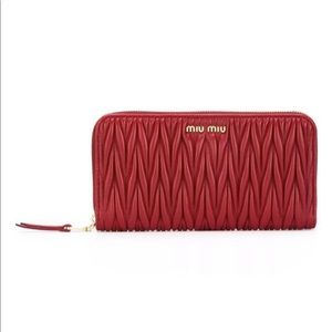 Miu Miu Matelasse Cherry Quilted Leather Wallet
